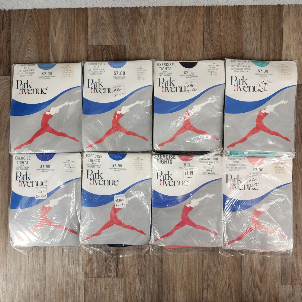 Vintage Park Avenue Tights Lot 8 Pairs Support Exercise Nylon Spandex 80s 90s